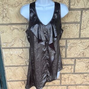 Yoana Baraschi Metallic Ruffle Blouse elegant for a night out Size Small